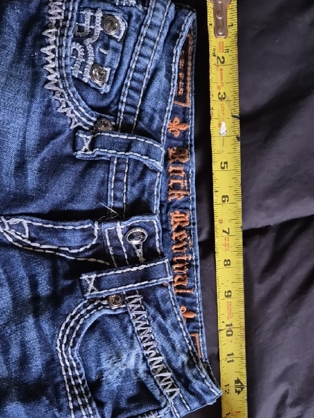 Rock Revival Blue Embroidered Pocket Ankle Jeans - Picture 7 of 9